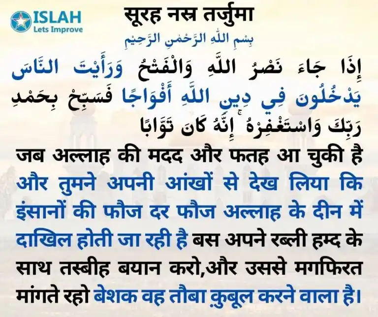 Surah Nasr hindi tarjuma